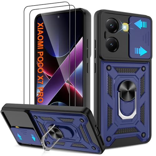 Pilaru Hülle für Xiaomi Poco X7 Pro 5G Handyhülle,Schiebe-Kameraschutz Case mit 2 Stück Schutzfolie,360°Drehbarer Fingerring Ständer Schutzhülle Militärqualität Stoßfest for Xiaomi Poco X7 Pro 5G,Blau Pilaru Hülle für Xiaomi Poco X7 Pro 5G Handyhülle,Schiebe-Kameraschutz Case mit 2 Stück Schutzfolie,360°Drehbarer Fingerring Ständer Schutzhülle Militärqualität Stoßfest for Xiaomi Poco X7 Pro 5G,Blau von Pilaru