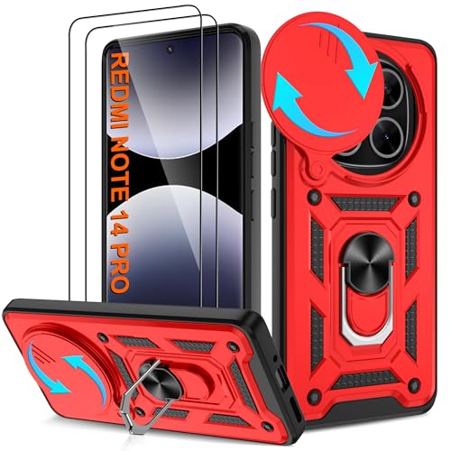 Pilaru Hülle für Xiaomi Redmi Note 14 Pro 5G,für Xiaomi Poco X7 5G Handyhülle Schiebe-Kameraschutz Case,360°Drehbarer Ständer Schutzhülle Militärqualität Stoßfest for Redmi Note 14 Pro 5G,Rot Pilaru Hülle für Xiaomi Redmi Note 14 Pro 5G,für Xiaomi Poco X7 5G Handyhülle Schiebe-Kameraschutz Case,360°Drehbarer Ständer Schutzhülle Militärqualität Stoßfest for Redmi Note 14 Pro 5G,Rot von Pilaru