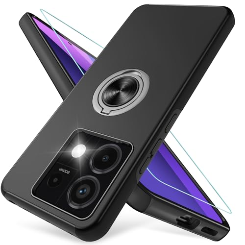 Pilaru Kompatibel mit Xiaomi Redmi Note 13 Pro Hülle, Eingebetteter 360° Drehbarer Ständer Schutzhülle Starke Stoßfestigkeit Handyhülle Redmi Note13 Pro Hülle-Schwarz von Pilaru