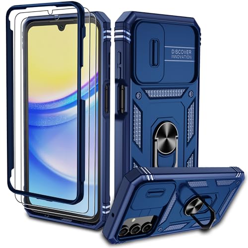 Pilaru für Samsung Galaxy A15 Hülle,A15 5G Kameraschutz Handyhülle mit 2 Stück Schutzfolie,360° Drehhalter Ring Schutzhülle Militär Kratzfest Stoßfest Outdoor Handy Hüllen für Galaxy A15,Blau Pilaru für Samsung Galaxy A15 Hülle,A15 5G Kameraschutz Handyhülle mit 2 Stück Schutzfolie,360° Drehhalter Ring Schutzhülle Militär Kratzfest Stoßfest Outdoor Handy Hüllen für Galaxy A15,Blau von Pilaru