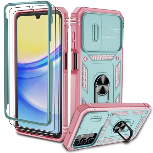 Pilaru für Samsung Galaxy A15 Hülle,A15 5G Kameraschutz Handyhülle mit 2 Stück Schutzfolie,360° Drehhalter Ring Schutzhülle Militär Kratzfest Stoßfest Outdoor Handy Hüllen für Galaxy A15,Grün Rose Pilaru für Samsung Galaxy A15 Hülle,A15 5G Kameraschutz Handyhülle mit 2 Stück Schutzfolie,360° Drehhalter Ring Schutzhülle Militär Kratzfest Stoßfest Outdoor Handy Hüllen für Galaxy A15,Grün Rose von Pilaru
