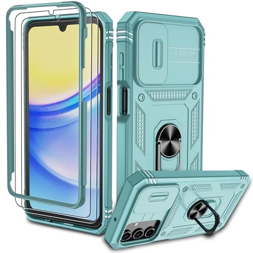 Pilaru für Samsung Galaxy A15 Hülle,A15 5G Kameraschutz Handyhülle mit 2 Stück Schutzfolie,360° Drehhalter Ring Schutzhülle Militär Kratzfest Stoßfest Outdoor Handy Hüllen für Galaxy A15,Grün Pilaru für Samsung Galaxy A15 Hülle,A15 5G Kameraschutz Handyhülle mit 2 Stück Schutzfolie,360° Drehhalter Ring Schutzhülle Militär Kratzfest Stoßfest Outdoor Handy Hüllen für Galaxy A15,Grün von Pilaru
