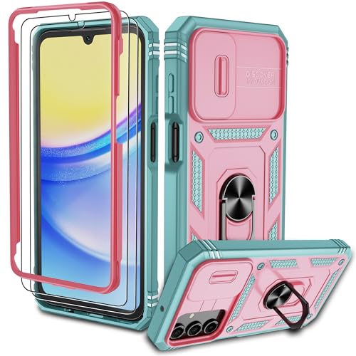 Pilaru für Samsung Galaxy A15 Hülle,A15 5G Kameraschutz Handyhülle mit 2 Stück Schutzfolie,360° Drehhalter Ring Schutzhülle Militär Kratzfest Stoßfest Outdoor Handy Hüllen für Galaxy A15,Rose Grün Pilaru für Samsung Galaxy A15 Hülle,A15 5G Kameraschutz Handyhülle mit 2 Stück Schutzfolie,360° Drehhalter Ring Schutzhülle Militär Kratzfest Stoßfest Outdoor Handy Hüllen für Galaxy A15,Rose Grün von Pilaru