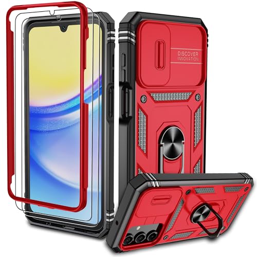 Pilaru für Samsung Galaxy A15 Hülle,A15 5G Kameraschutz Handyhülle mit 2 Stück Schutzfolie,360° Drehhalter Ring Schutzhülle Militär Kratzfest Stoßfest Outdoor Handy Hüllen für Galaxy A15,Rot Schwarz Pilaru für Samsung Galaxy A15 Hülle,A15 5G Kameraschutz Handyhülle mit 2 Stück Schutzfolie,360° Drehhalter Ring Schutzhülle Militär Kratzfest Stoßfest Outdoor Handy Hüllen für Galaxy A15,Rot Schwarz von Pilaru