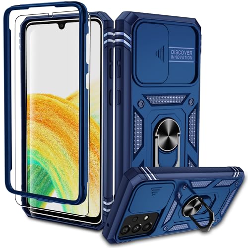 Pilaru Samsung Galaxy A33 Hülle, A33 5G Kameraschutz Handyhülle mit 1 Stück Schutzfolie, 360° Drehhalter Ring Schutzhülle Militär Stoßfest Kratzfest Outdoor Handy Hüllen für Samsung A33-Blau Pilaru Samsung Galaxy A33 Hülle, A33 5G Kameraschutz Handyhülle mit 1 Stück Schutzfolie, 360° Drehhalter Ring Schutzhülle Militär Stoßfest Kratzfest Outdoor Handy Hüllen für Samsung A33-Blau von Pilaru