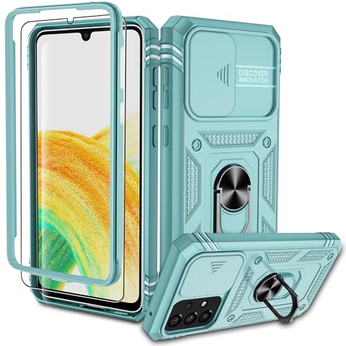 Pilaru Samsung Galaxy A33 Hülle, A33 5G Kameraschutz Handyhülle mit 1 Stück Schutzfolie, 360° Drehhalter Ring Schutzhülle Militär Stoßfest Kratzfest Outdoor Handy Hüllen für Samsung A33-Grün Pilaru Samsung Galaxy A33 Hülle, A33 5G Kameraschutz Handyhülle mit 1 Stück Schutzfolie, 360° Drehhalter Ring Schutzhülle Militär Stoßfest Kratzfest Outdoor Handy Hüllen für Samsung A33-Grün von Pilaru