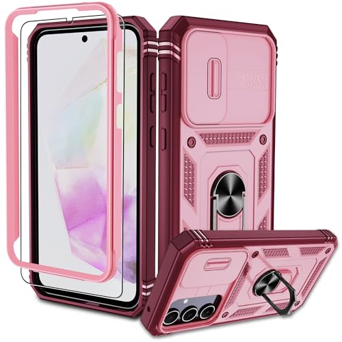 Pilaru für Samsung Galaxy A35 Hülle, A35 5G Kameraschutz Handyhülle mit 1 Stück Schutzfolie, 360° Drehhalter Ring Schutzhülle Militär Stoßfest Kratzfest Outdoor Handy Hüllen für Samsung A35-Rosa Pilaru für Samsung Galaxy A35 Hülle, A35 5G Kameraschutz Handyhülle mit 1 Stück Schutzfolie, 360° Drehhalter Ring Schutzhülle Militär Stoßfest Kratzfest Outdoor Handy Hüllen für Samsung A35-Rosa von Pilaru