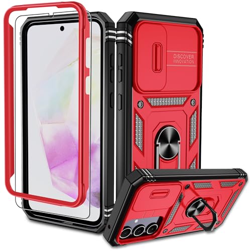 Pilaru für Samsung Galaxy A35 Hülle, A35 Kameraschutz Handyhülle mit 1 Stück Schutzfolie, 360° Drehhalter Ring Schutzhülle Militär Stoßfest Kratzfest Outdoor Handy Hüllen für Samsung A35-Rot Schwarz Pilaru für Samsung Galaxy A35 Hülle, A35 Kameraschutz Handyhülle mit 1 Stück Schutzfolie, 360° Drehhalter Ring Schutzhülle Militär Stoßfest Kratzfest Outdoor Handy Hüllen für Samsung A35-Rot Schwarz von Pilaru