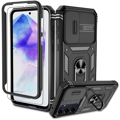 Pilaru Samsung Galaxy A55 Hülle, A55 5G Kameraschutz Handyhülle mit 1 Stück Schutzfolie, 360° Drehhalter Ring Schutzhülle Militär Stoßfest Kratzfest Outdoor Handy Hüllen für Samsung A55-Schwarz Pilaru Samsung Galaxy A55 Hülle, A55 5G Kameraschutz Handyhülle mit 1 Stück Schutzfolie, 360° Drehhalter Ring Schutzhülle Militär Stoßfest Kratzfest Outdoor Handy Hüllen für Samsung A55-Schwarz von Pilaru