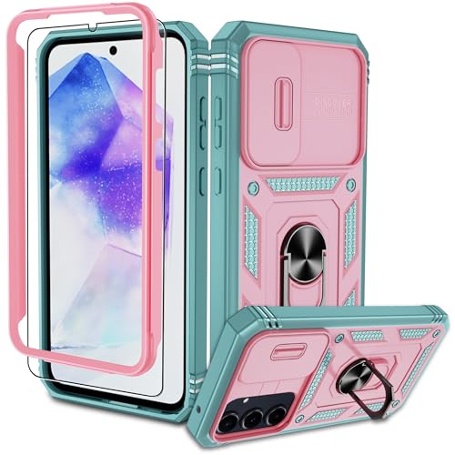 Pilaru Samsung Galaxy A55 Hülle, A55 5G Kameraschutz Handyhülle mit 1 Stück Schutzfolie, 360° Drehhalter Ring Schutzhülle Militär Stoßfest Kratzfest Outdoor Handy Hüllen für Samsung A55-Rose Grün Pilaru Samsung Galaxy A55 Hülle, A55 5G Kameraschutz Handyhülle mit 1 Stück Schutzfolie, 360° Drehhalter Ring Schutzhülle Militär Stoßfest Kratzfest Outdoor Handy Hüllen für Samsung A55-Rose Grün von Pilaru