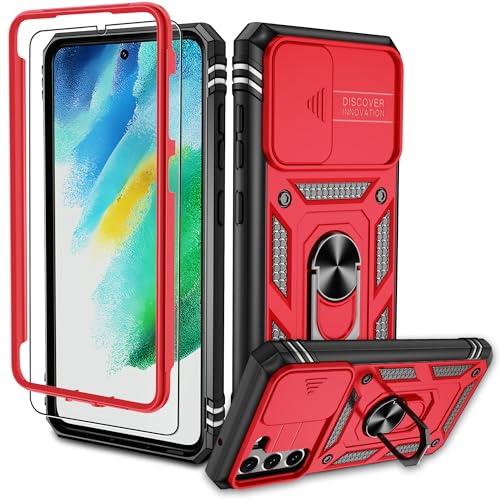Pilaru für Samsung Galaxy S21 FE Hülle, S21 FE Kameraschutz Handyhülle mit 1 Stück Schutzfolie, 360° Drehhalter Ring Schutzhülle Militär Stoßfest Kratzfest Handy Hüllen für Samsung S21 FE-Rot Schwarz Pilaru für Samsung Galaxy S21 FE Hülle, S21 FE Kameraschutz Handyhülle mit 1 Stück Schutzfolie, 360° Drehhalter Ring Schutzhülle Militär Stoßfest Kratzfest Handy Hüllen für Samsung S21 FE-Rot Schwarz von Pilaru