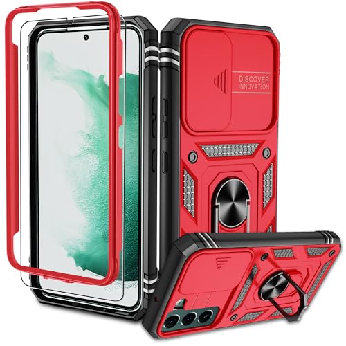 Pilaru für Samsung Galaxy S22 Hülle, S22 Kameraschutz Handyhülle mit 1 Stück Schutzfolie, 360° Drehhalter Ring Schutzhülle Militär Outdoor Stoßfest Kratzfest Handy Hüllen für Samsung S22-Rot Schwarz Pilaru für Samsung Galaxy S22 Hülle, S22 Kameraschutz Handyhülle mit 1 Stück Schutzfolie, 360° Drehhalter Ring Schutzhülle Militär Outdoor Stoßfest Kratzfest Handy Hüllen für Samsung S22-Rot Schwarz von Pilaru