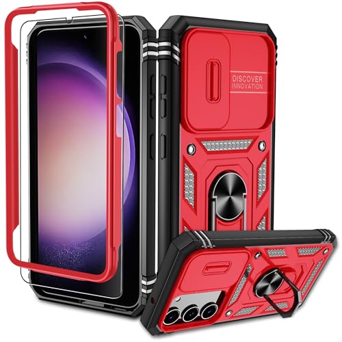 Pilaru Samsung Galaxy S23 Hülle, S23 Kameraschutz Handyhülle mit 1 Stück Schutzfolie, 360° Drehhalter Ring Schutzhülle Militär Stoßfest Kratzfest Outdoor Handy Hüllen für Samsung S23-Rot Schwarz Pilaru Samsung Galaxy S23 Hülle, S23 Kameraschutz Handyhülle mit 1 Stück Schutzfolie, 360° Drehhalter Ring Schutzhülle Militär Stoßfest Kratzfest Outdoor Handy Hüllen für Samsung S23-Rot Schwarz von Pilaru