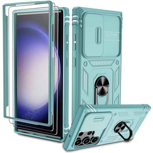Pilaru für Samsung Galaxy S23 Ultra Hülle, S23 Ultra 5G Kameraschutz Handyhülle mit 2 Stück Schutzfolie, 360° Drehhalter Ring Schutzhülle Militär Stoßfest Kratzfest Outdoor Handy Hüllen-Grün Pilaru für Samsung Galaxy S23 Ultra Hülle, S23 Ultra 5G Kameraschutz Handyhülle mit 2 Stück Schutzfolie, 360° Drehhalter Ring Schutzhülle Militär Stoßfest Kratzfest Outdoor Handy Hüllen-Grün von Pilaru