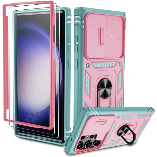 Pilaru für Samsung Galaxy S23 Ultra Hülle,S23 Ultra 5G Kameraschutz Handyhülle mit 2 Stück Schutzfolie,360°Drehhalter Ring Schutzhülle Militär Stoßfest Kratzfest Outdoor Handy Hüllen,Rose Grün Pilaru für Samsung Galaxy S23 Ultra Hülle,S23 Ultra 5G Kameraschutz Handyhülle mit 2 Stück Schutzfolie,360°Drehhalter Ring Schutzhülle Militär Stoßfest Kratzfest Outdoor Handy Hüllen,Rose Grün von Pilaru