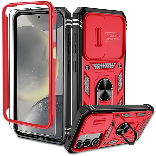 Pilaru Samsung Galaxy S24 5G Hülle, S24 5G Kameraschutz Handyhülle mit 1 Schutzfolie, 360° Drehhalter Ring Schutzhülle Militär Stoßfest Kratzfest Outdoor Handy Hüllen für Samsung S24-Rot Schwarz Pilaru Samsung Galaxy S24 5G Hülle, S24 5G Kameraschutz Handyhülle mit 1 Schutzfolie, 360° Drehhalter Ring Schutzhülle Militär Stoßfest Kratzfest Outdoor Handy Hüllen für Samsung S24-Rot Schwarz von Pilaru