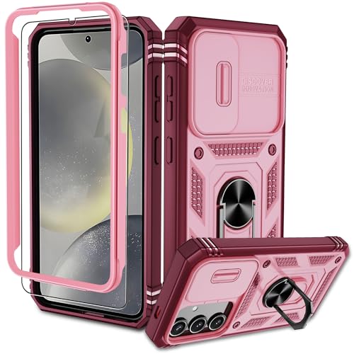 Pilaru Samsung Galaxy S24 5G Hülle, S24 5G Kameraschutz Handyhülle mit 1 Stück Schutzfolie, 360° Drehhalter Ring Schutzhülle Militär Stoßfest Kratzfest Outdoor Handy Hüllen für Samsung S24-Rosa Pilaru Samsung Galaxy S24 5G Hülle, S24 5G Kameraschutz Handyhülle mit 1 Stück Schutzfolie, 360° Drehhalter Ring Schutzhülle Militär Stoßfest Kratzfest Outdoor Handy Hüllen für Samsung S24-Rosa von Pilaru