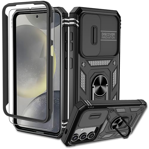 Pilaru Samsung Galaxy S24 5G Hülle, S24 5G Kameraschutz Handyhülle mit 1 Stück Schutzfolie, 360° Drehhalter Ring Schutzhülle Militär Stoßfest Kratzfest Outdoor Handy Hüllen für Samsung S24-Schwarz Pilaru Samsung Galaxy S24 5G Hülle, S24 5G Kameraschutz Handyhülle mit 1 Stück Schutzfolie, 360° Drehhalter Ring Schutzhülle Militär Stoßfest Kratzfest Outdoor Handy Hüllen für Samsung S24-Schwarz von Pilaru