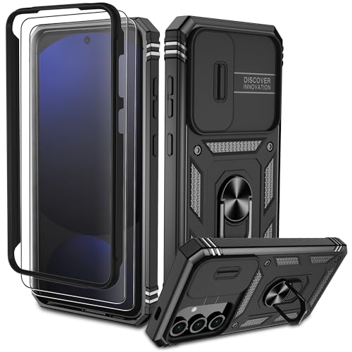 Pilaru für Samsung Galaxy S24 FE Hülle, S24 FE Kameraschutz Handyhülle mit 2 Stück Schutzfolie, 360° Drehhalter Ring Schutzhülle Militär Stoßfest Kratzfest Handy Hüllen für Samsung S24 FE-Schwarz Pilaru für Samsung Galaxy S24 FE Hülle, S24 FE Kameraschutz Handyhülle mit 2 Stück Schutzfolie, 360° Drehhalter Ring Schutzhülle Militär Stoßfest Kratzfest Handy Hüllen für Samsung S24 FE-Schwarz von Pilaru