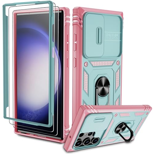 Pilaru für Samsung Galaxy S23 Ultra Hülle,S23 Ultra 5G Kameraschutz Handyhülle mit 2 Stück Schutzfolie,360°Drehhalter Ring Schutzhülle Militär Stoßfest Kratzfest Outdoor Handy Hüllen,Grün Rose Pilaru für Samsung Galaxy S23 Ultra Hülle,S23 Ultra 5G Kameraschutz Handyhülle mit 2 Stück Schutzfolie,360°Drehhalter Ring Schutzhülle Militär Stoßfest Kratzfest Outdoor Handy Hüllen,Grün Rose von Pilaru