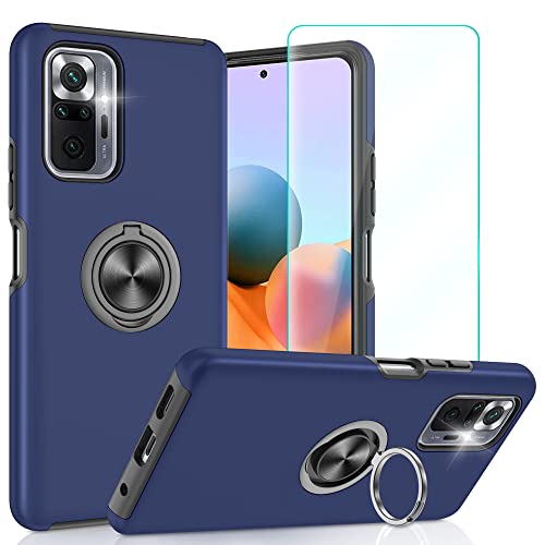 Unzerstörbar für Xiaomi Redmi Note 10 Pro/Note 10 Pro Max Hülle, [Eingebetteter Ständer] [PC+TPU Militär Stoßfest] Schutzhülle Fallschutz Kratzfeste Handyhülle für Redmi Note 10 Pro (6,67") Blau von Pilaru