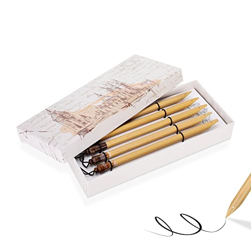 Bamboo Dip Pen,5Pcs Dip Pen Handcrafted Manga Kalligraphie Vintage Bamboo Drawing Painting Kit School Supplies, Artist Cartoon Pen Set Cartoon Painting Tool von Pilipane