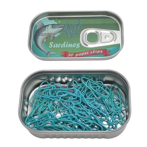 Fischpapierclip niedliche lustige Metallpapier Clips für Büroschule Blau Wasser grün 30 Stcs mit Aufbewahrungsbox von Pilipane