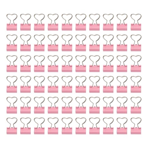 Herzförmige Bindemittel Clips Pink Starkes Klemme Kraftpapier Clips zum Organisieren von Dokumenten Tickets Kleidung 60pcs von Pilipane