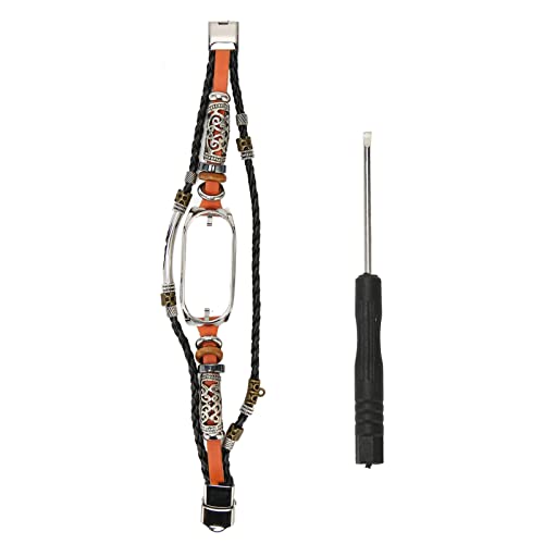Lederarmband für Mi Band 7, Elegantes Retro-Ersatzarmband mit Metallverschluss, für Smartwatch-Armband für Herren und Damen, für den täglichen Gebrauch, Leder, Edelstahl (Braun und Silber) von Pilipane