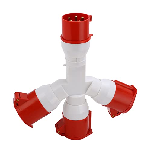 Multifunktionaler Industriestopfen 1 in 3 Out 5 Pin IP44 Waterierter Luftfahrtstopfen mit Staubabdeckung 380 415V 32A für Industrieherstellung und Baustellen PA66 Messing von Pilipane
