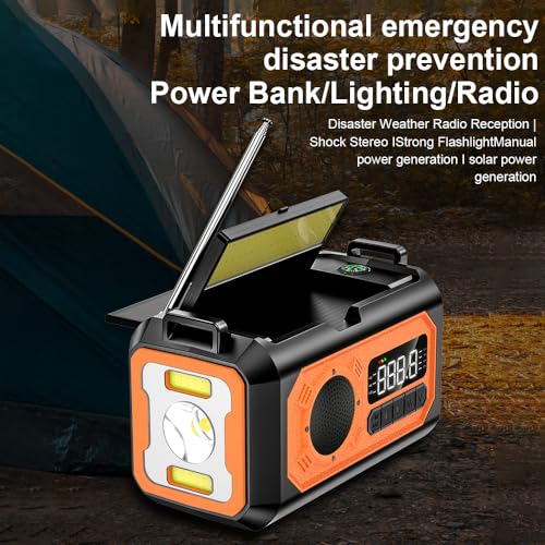 Notfallkurbel Wetter Radio NOAA Wetteralarm 12000mah Solar Handkurbel tragbares AM FM WB Radio mit Taschenlampe Lesen Lampe Handy Ladegerät SOS Kopfhörerbuchse Kompass für Outdoor (Rot) von Pilipane