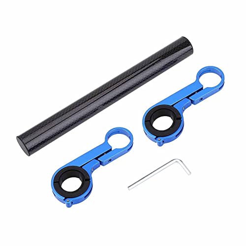 Pilipane Fahrrad -Doppel -Lenkerhalterungshalterhalter für Fahrradlicht Taschenlampe Tachometer Tachometer Kohlefaser Aluminiumlegierung schwarz blau rot 20,2 cm 7,9in 131g (Blau) von Pilipane