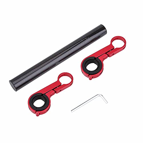 Pilipane Fahrrad -Doppel -Lenkerhalterungshalterhalter für Fahrradlicht Taschenlampe Tachometer Tachometer Kohlefaser Aluminiumlegierung schwarz blau rot 20,2 cm 7,9in 131g (Rot) von Pilipane