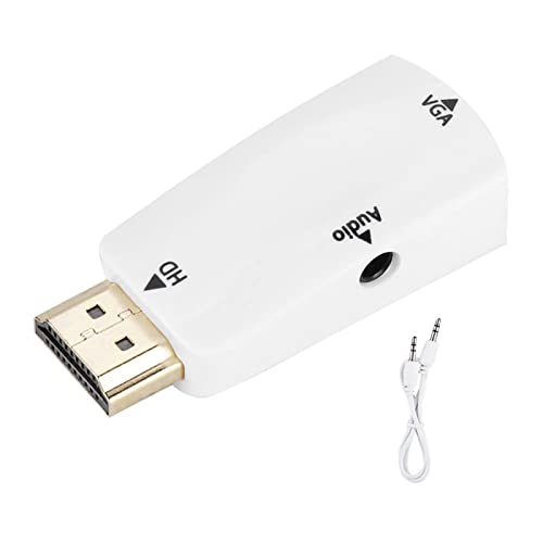 Pilipane HDMI -zu VGA -Konverter -Adapter Gold plattierte Steckverbinder 1080p Auflösung mit 3,5 mm Audioausgabe für Laptop -Mobiltelefon -DVD -Player White Black (Weiß) von Pilipane