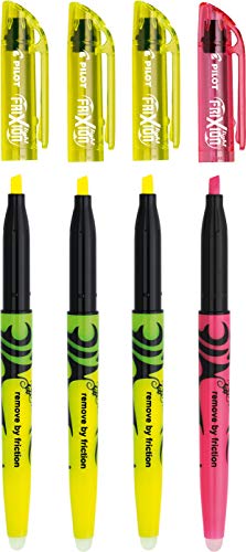 PILOT FriXion Light, radierbarer Textmarker (Office Set) 3x neon gelb + 1x neon pink von Pilot Pen