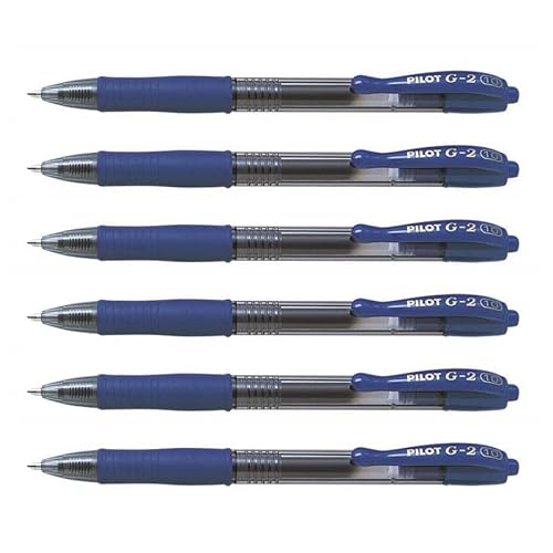 Pilot 6 Stück Tintenroller Gelschreiber G2 10 Breite Spitze 1 mm blau von Pilot Pen