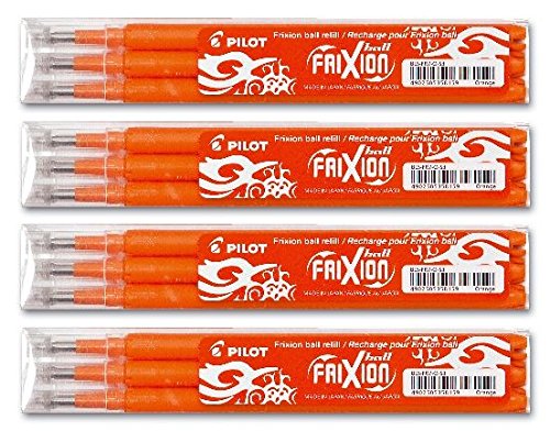 Pilot FriXion Ball Tintenroller 0,7 Ersatzminen Nachfüllminen (12er Set, Orange) von Pilot Pen