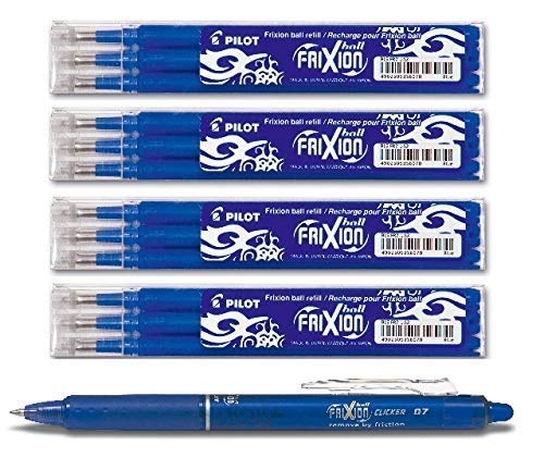 Pilot FriXion Ball Tintenroller 0,7 Ersatzminen Nachfüllminen | 4 Set á 3 Stk Blau (12+1 Set, Blau) von Pilot Pen