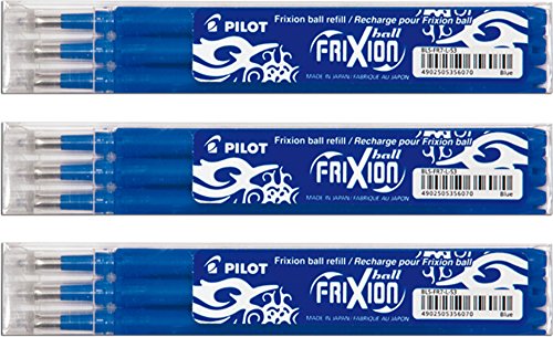 Pilot FriXion Ball Tintenroller - 3 Ersatzminensets zu je 3 Stk. in blau von Pilot Pen