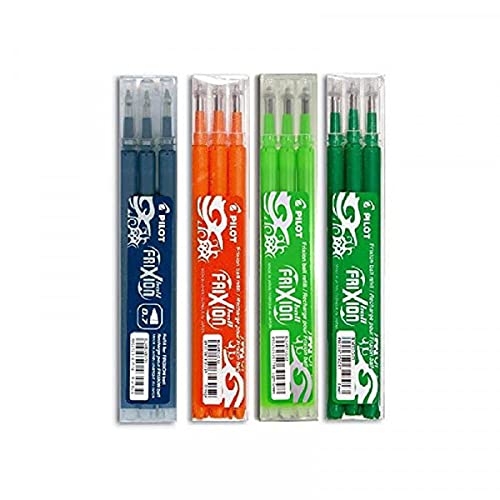 Pilot FriXion Ball Tintenroller - 4 Ersatzminensets zu je 3 Stk (Sortiert Zusatzfarben 2) von Pilot Pen