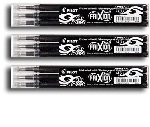 Pilot Frixion Ball Tintenroller Ersatzminen, 0,7 mm, schwarz (9 Minen) von Pilot Pen