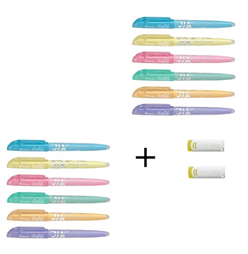 Pilot Frixion Light Soft Pastell 2x (6er Set + Radierer weiß, soft Pastell | sortiert) von Pilot Pen