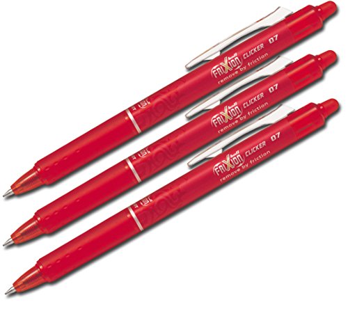 Pilot Frixion Tintenroller, radierbar, Schwarz, Rot, 3 Stifte von Pilot