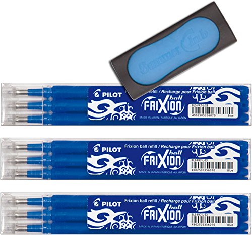 Pilot Frixion Tintenroller-Ersatzminen radierbar (9 Ersatzminen plus 1 Radierer blau) von Pilot Pen