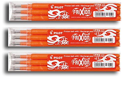 Pilot Frixion Tintenroller-Ersatzminen radierbar (9er Set, orange) von Pilot Pen