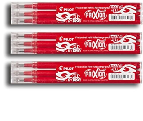 Pilot Frixion Tintenroller-Ersatzminen radierbar (9er Set, rot) von Pilot Pen