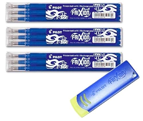 Pilot Frixion Tintenroller-Ersatzminen radierbar 9er Bonus Set, blau 9 Minen mit Spezial Radierer Frixion Remover blau von Pilot Pen