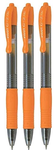 Pilot G2 07-Orange Fine Tintenroller / Gelschreiber, mit 0,7 mm Spitze, 0,39 mm Strichbreite, nachfüllbar BL-G2-7 (3 Stück) von Pilot Pen