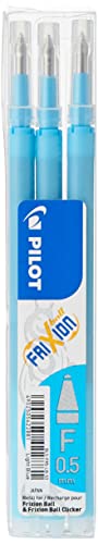 Pilot Pen 2276010F - Ersatzminen Tintenroller Frixion Ball Clicker, Stärke: 0,5 mm, hellblau, radierbar 3 Stück von Pilot Pen