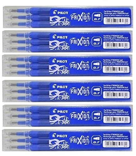 Pilot Pen Frixion Tintenroller Ersatzminen radierbar Pens Stift in Kompatible Ersatz Zusatz BLS-FR7-L-S3_6(Packung mit 3 Minen - 18) Minen | 0, 7 mm, blau) von Pilot Pen
